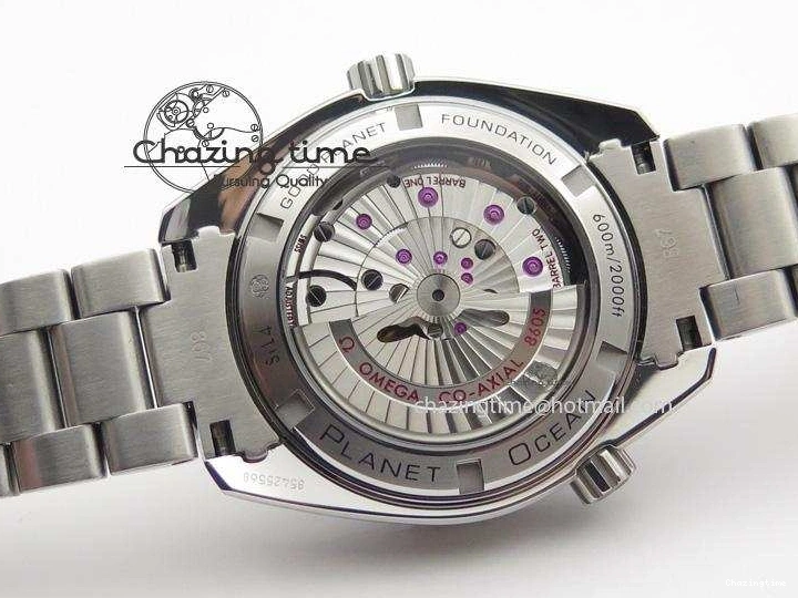 1229 Planet Ocean GMT 42mm V6F 1:1 Best Edition Blue Bezel Orange Numbers On SS Bracelet A Compact 8254